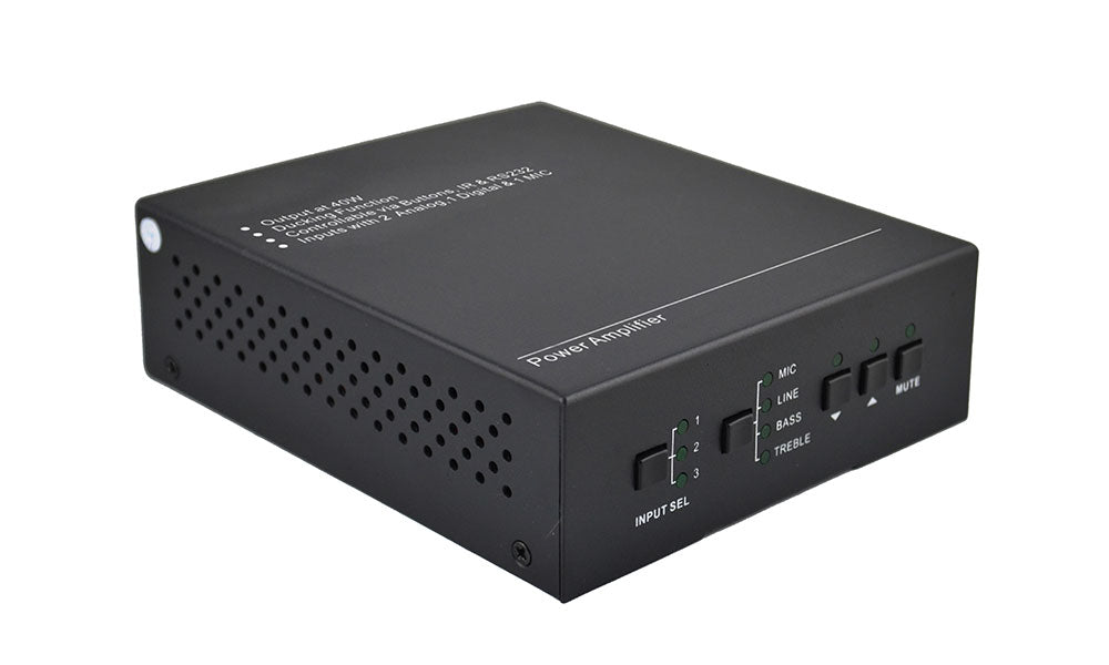 Compact 40W 70V/100V Audio Amplifier with Mic Mixer