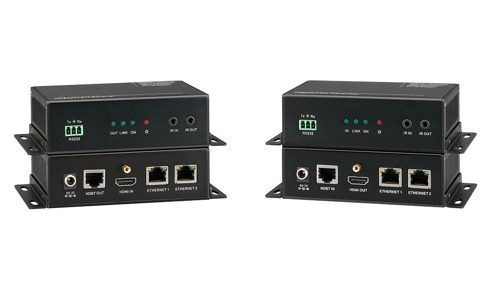 Kit extensor HDMI 4K HDBaseT de 100 metros con conmutador Ethernet de 2 puertos