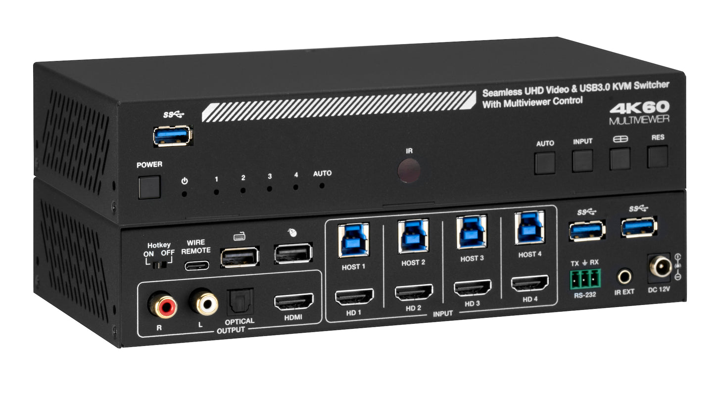4×1 HDMI KVM Switch with MultiView Tiling — 4K60