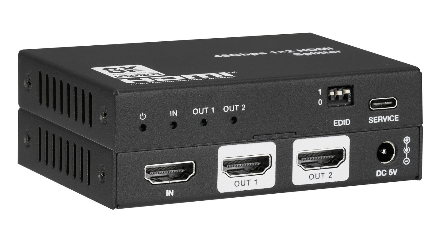 8K 1×2 HDMI 2.1 Splitter with Auto Downscaling