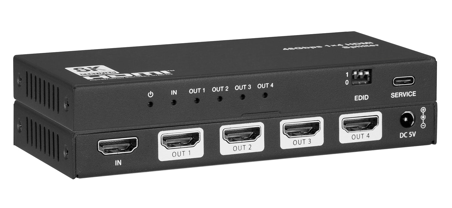 8K 1×4 HDMI 2.1 Splitter with Auto Downscaling