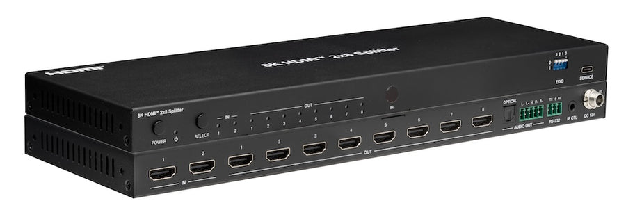 48Gbps 8K 2-In 8-Out HDMI Switching Splitter with Independent Downscaling & Audio De-embedding – KanexPro SP-HDMI2X8-8K