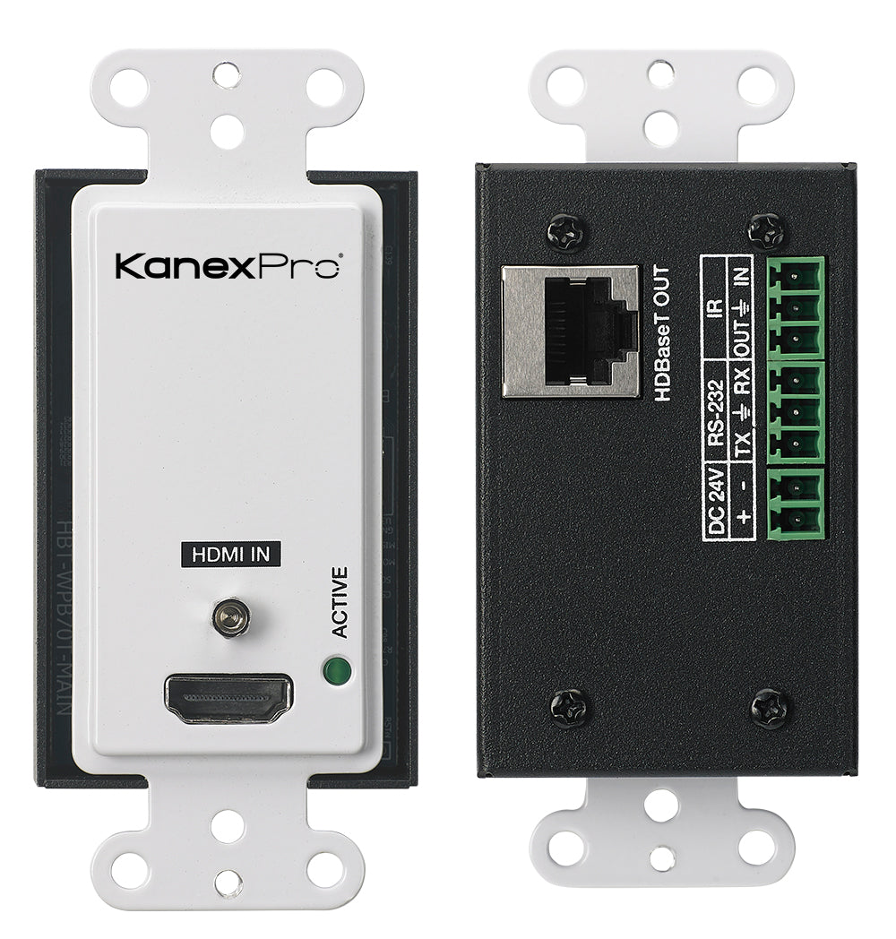 Single-Gang HDMI 2.0 HDBaseT Wall Plate Extender Kit with IR, RS-232 & PoC — 70M