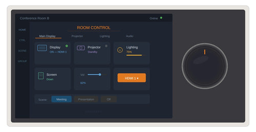 6" Widescreen Touch Panel with Knob, RS232/RS485 & PoE