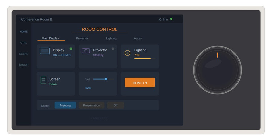 6" Widescreen Touch Panel with Knob, RS232/RS485 & PoE
