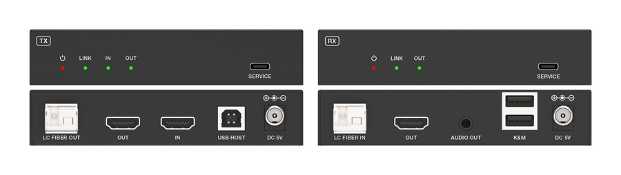 4K60 HDMI-over-Fiber Extender with USB KVM (10km)
