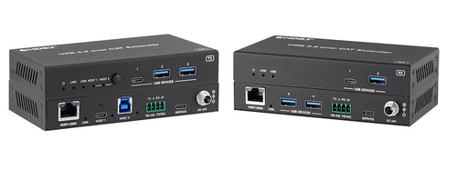 Dual-Host USB 3.2 Gen 1 Extender over CAT6a — USB-C & USB-B Inputs, 100m/328ft