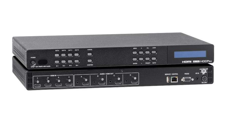 4×4 HDMI 2.0 Matrix Switcher with Independent Analog Audio Outputs