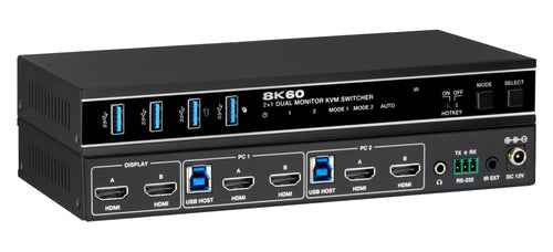2×1 Dual-Display HDMI KVM Switch — 4K60, HDCP 2.3