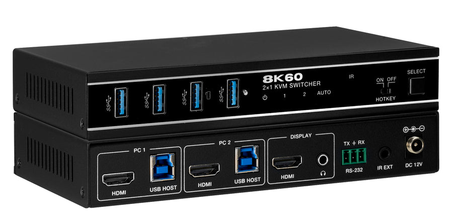 2×1 HDMI 2.1 KVM Switch — 8K60, 4K120, HDCP 2.3
