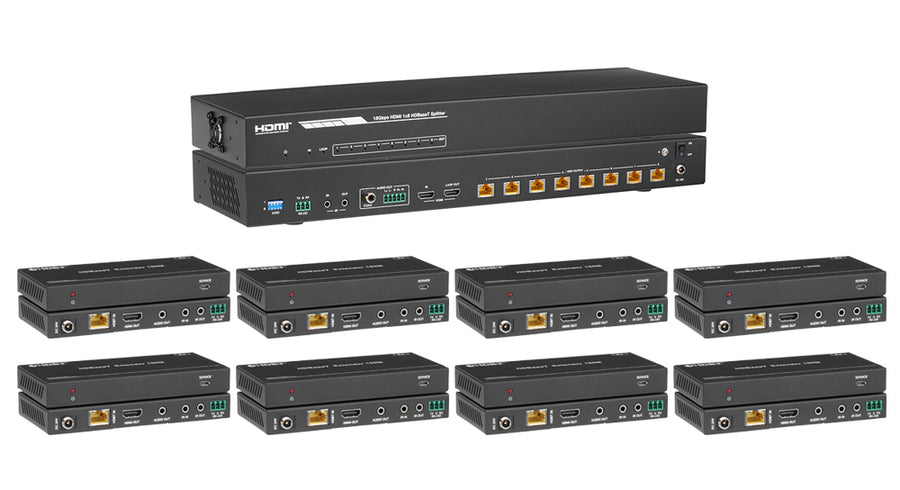 4K60 1×8 HDMI Distribution Amplifier over CAT6 — 150m/492ft