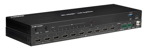 48Gbps 8K 2×8 HDMI Matrix Splitter with Independent Downscaling & Audio De-embedding