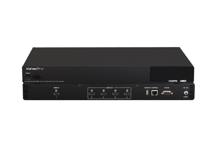 1×4 HDMI 4K UHD Video Wall Processor with Bezel Correction by KanexPro