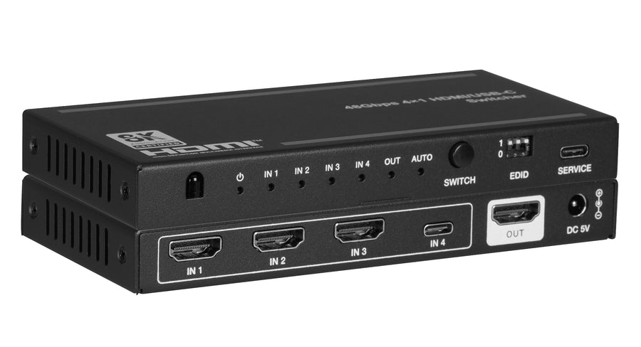 48Gbps 4x1 HDMI/USB-C Auto Switcher with 8K60 and EDID Management