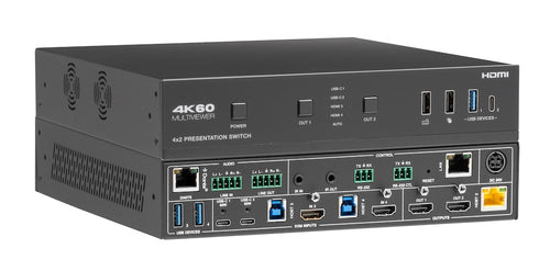 4×2 HDMI/USB-C 4K60 Seamless Presentation Switch with HDBaseT 3.0 70m Out