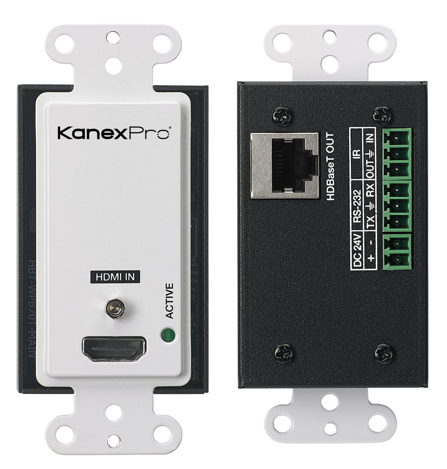 Single-Gang HDMI 2.0 HDBaseT Wall Plate Extender Kit with IR, RS-232 & PoC — 70M
