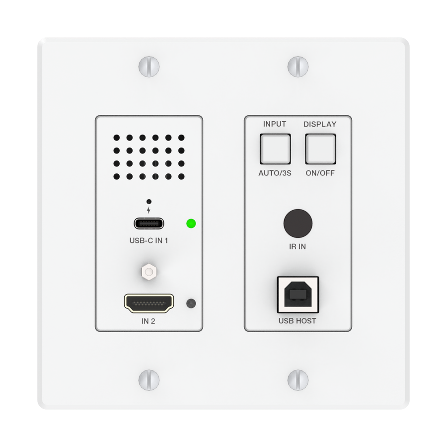4K60 HDMI & USB-C 2-Gang Wall Plate Extender Kit with USB 2.0 and 60W Charging, 100m