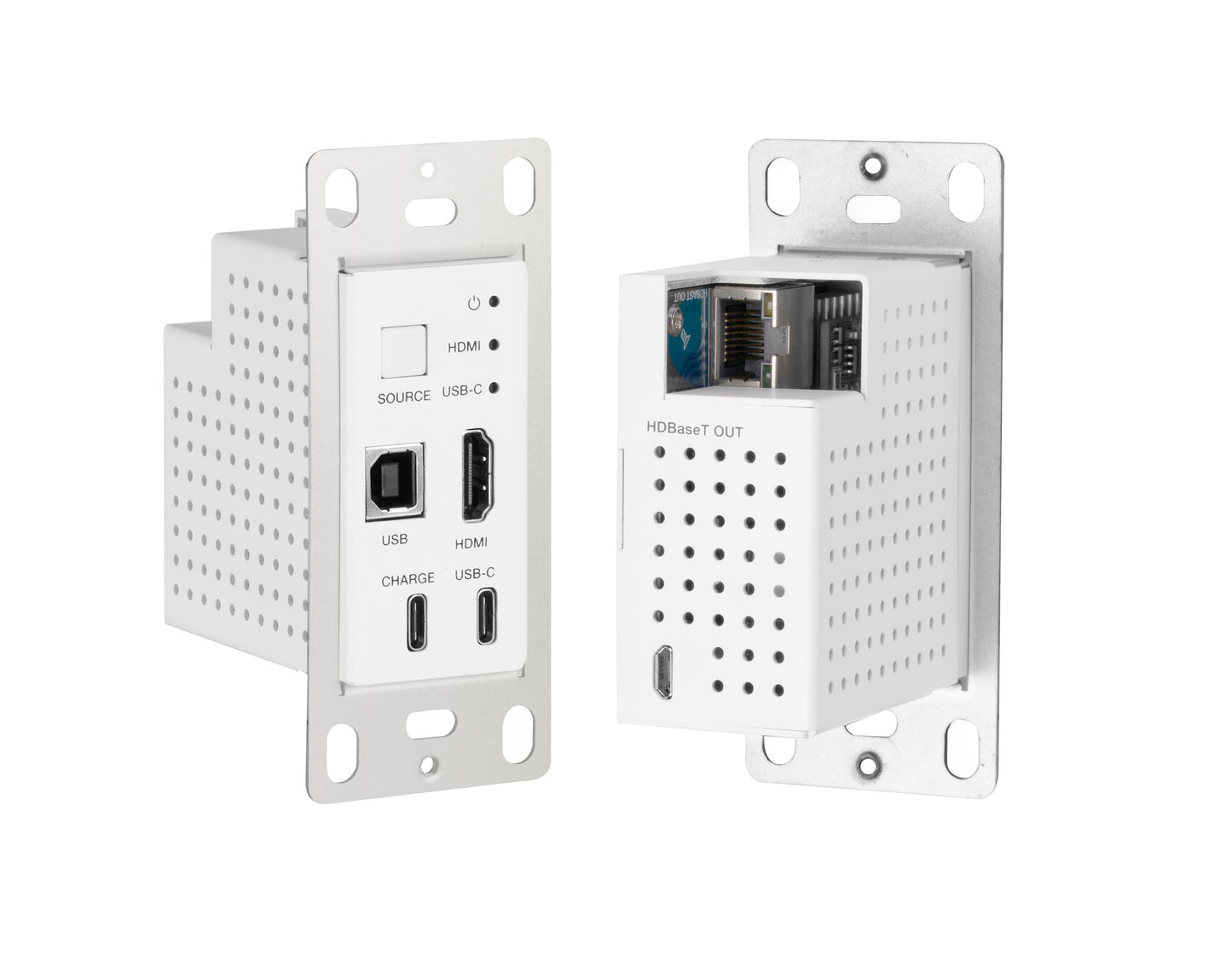 2x1 HDMI 4K 18G USB-C Wall Plate w/Auto-Switching USB 2.0 POE 70M