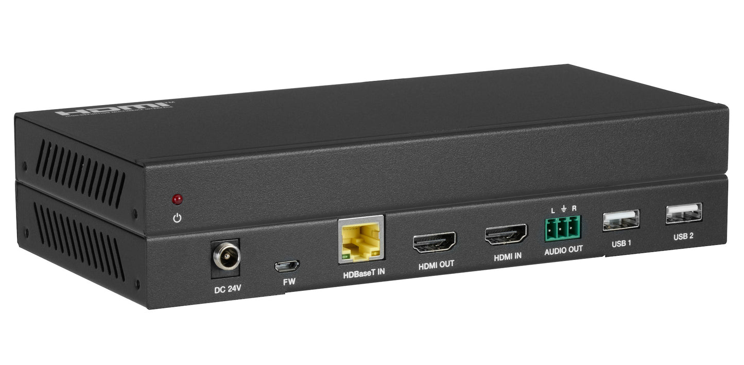 2x1 HDMI 4K 18G USB-C Wall Plate w/Auto-Switching USB 2.0 POE 70M